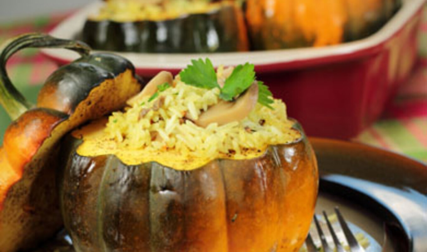 Squash With Wild Rice and Chanterelle Stuffing