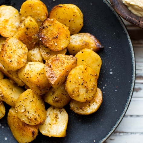 Vegan Greek Lemony Roasted Potatoes