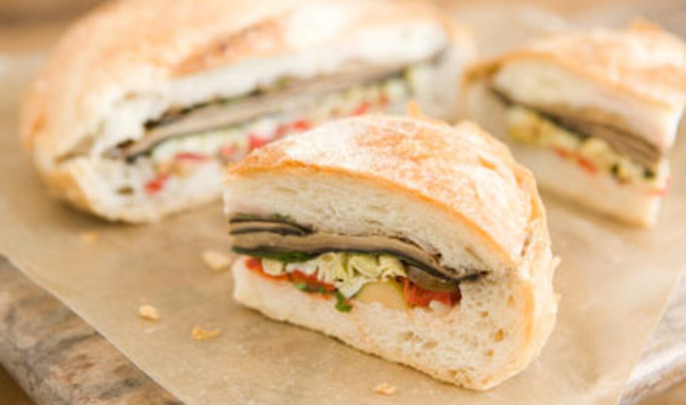 Stuffed Vegan Muffaletta Sandwich