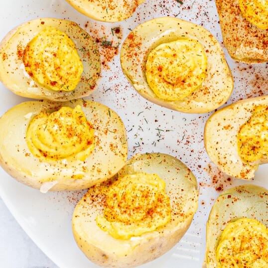 Devilishly Good Vegan Deviled Egg Potatoes