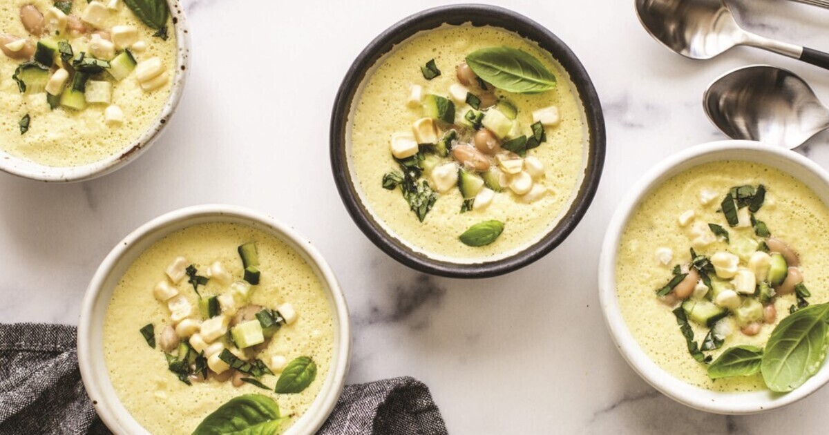 Sweet Corn and Yellow Pepper Summer Gazpacho | VegNews