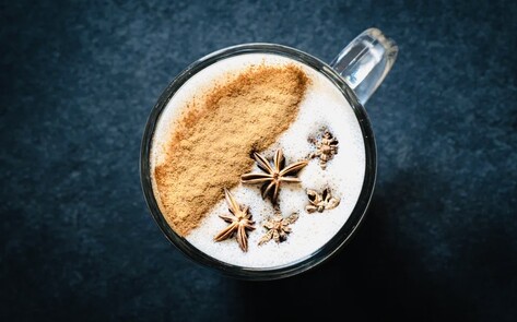 Vegan Cardamom Rose Chai Coconut Latte