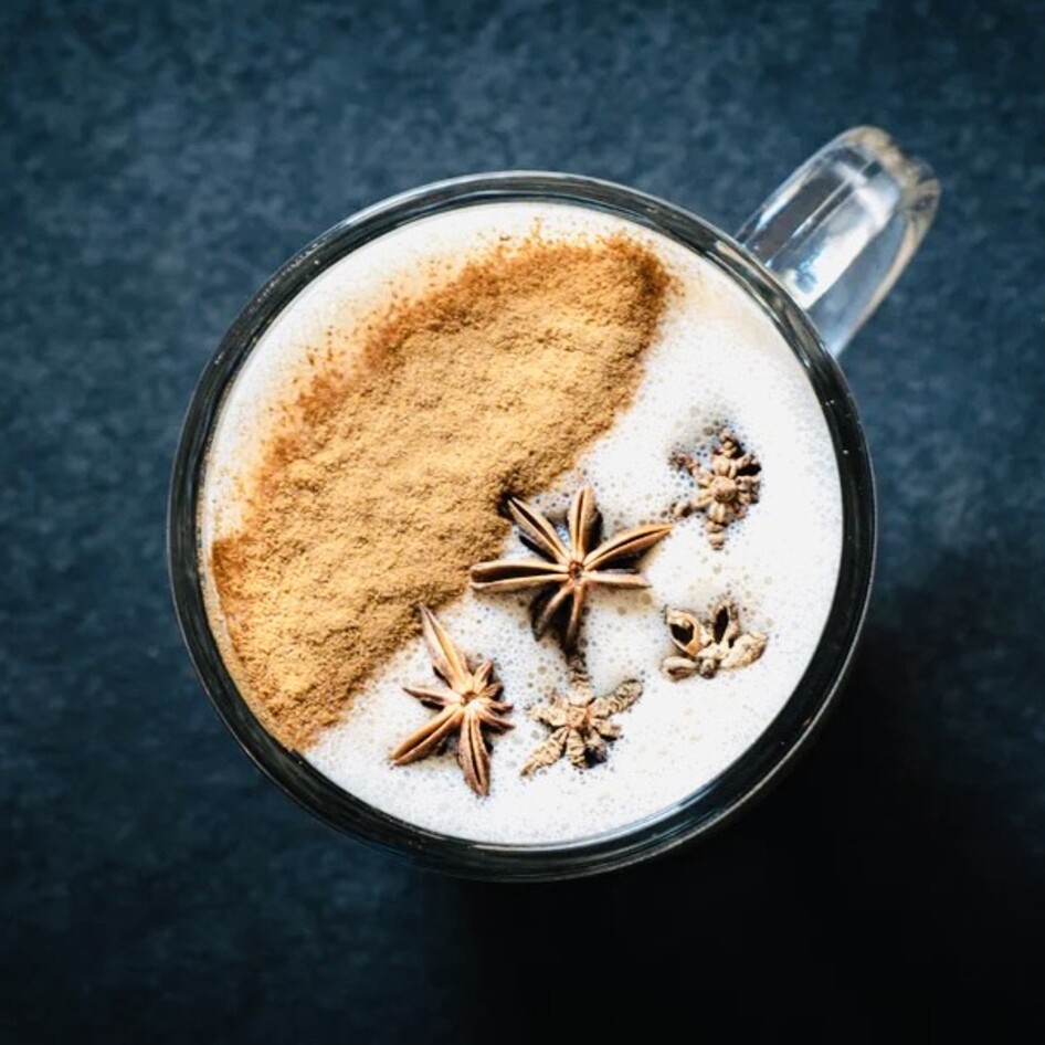 Vegan Cardamom Rose Chai Coconut Latte