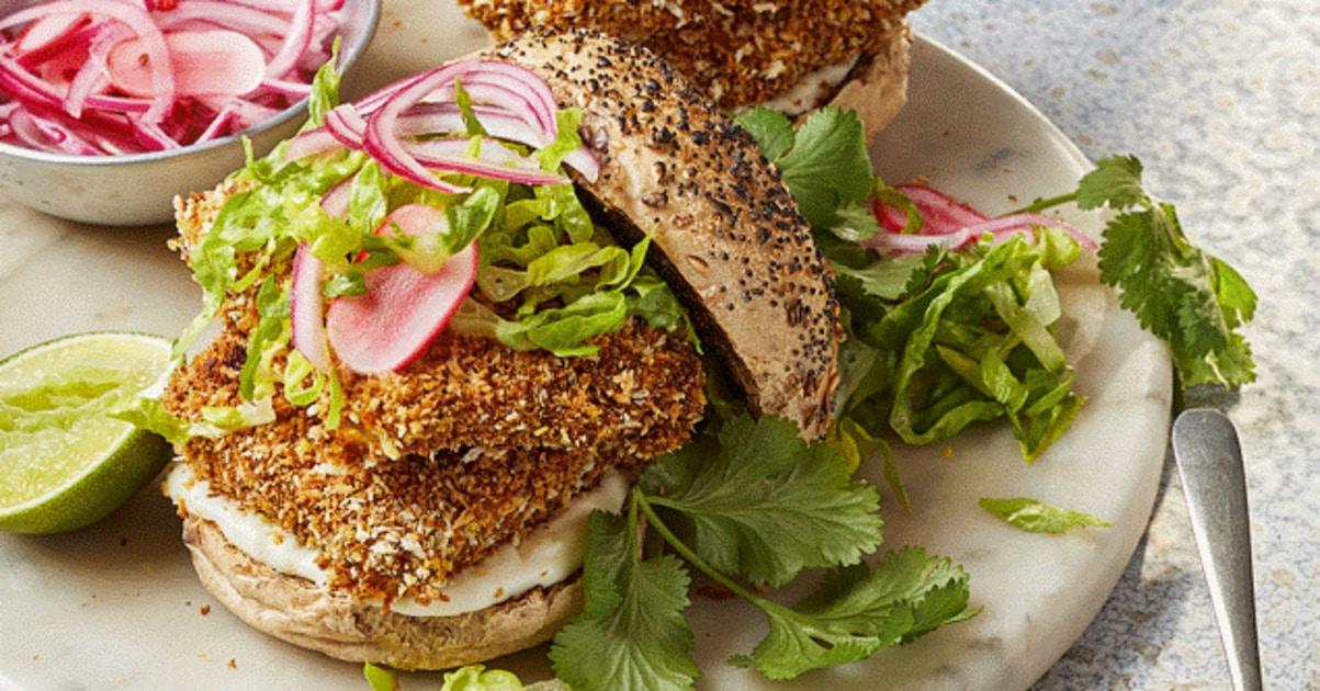 Vegan Grillable Katsu Burgers With Wasabi Mayo
