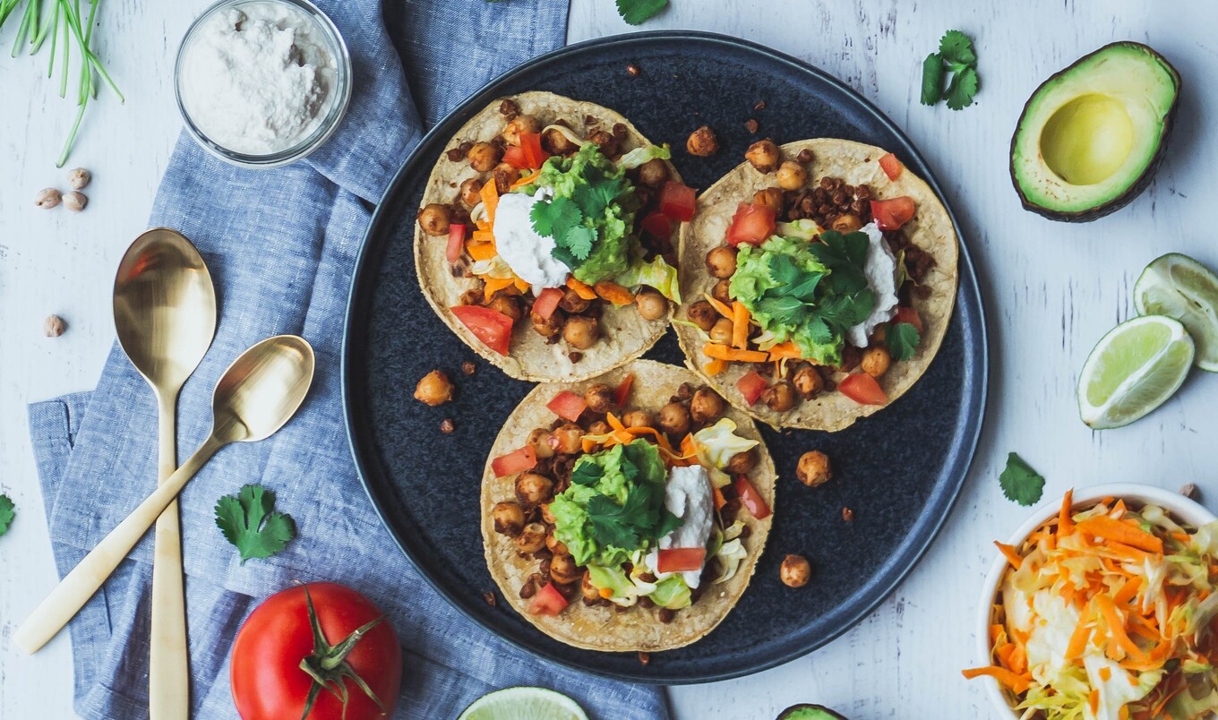 Chickpea Tacos With Creamy Cashew Dill Sauce