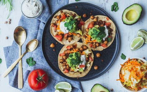 Vegan Chickpea Tacos With Creamy Cashew Dill Sauce