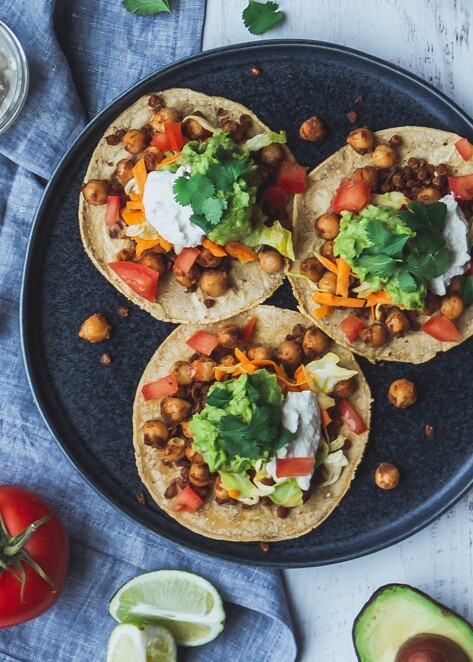 Vegan Chickpea Tacos With Creamy Cashew Dill Sauce