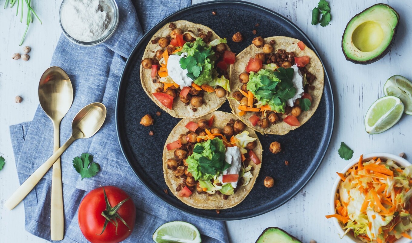 Vegan Chickpea Tacos With Creamy Cashew Dill Sauce