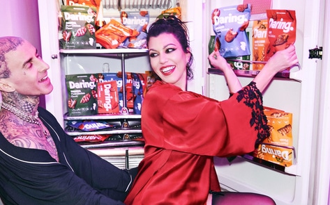 Kourtney Kardashian and Travis Barker Can't Keep Their Hands Off Vegan Chicken (or Each Other)
