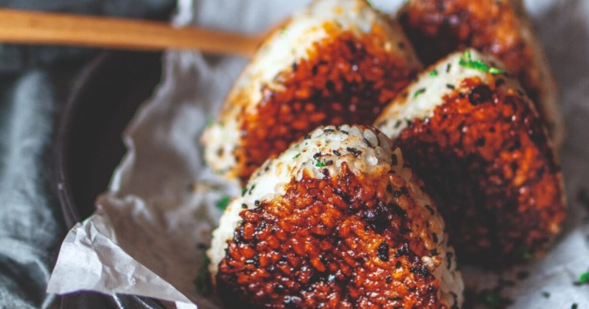 Vegan Grilled Onigiri With Japanese-Style BBQ Glaze | VegNews