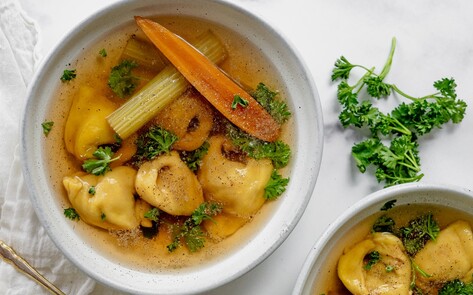 Vegan Sweet Potato Kreplach (Soup Dumplings)