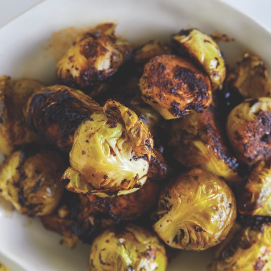 Charred Brussels Sprouts With Black Garlic