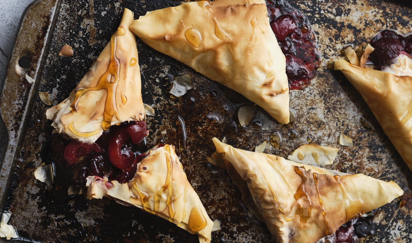 Five-Step Buttery Vegan Cherry Turnovers