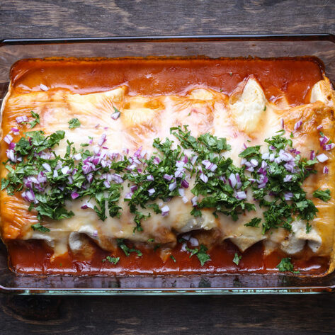 Comforting Vegan Sweet Potato and Kidney Bean Enchiladas