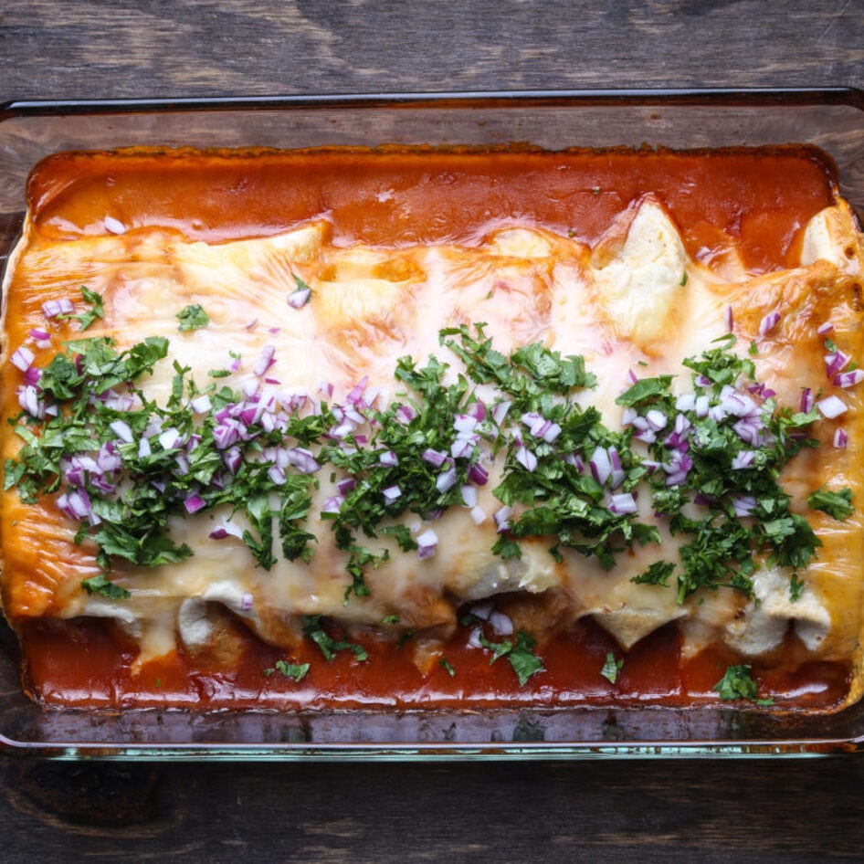 Vegan Sweet Potato and Sausage Enchiladas