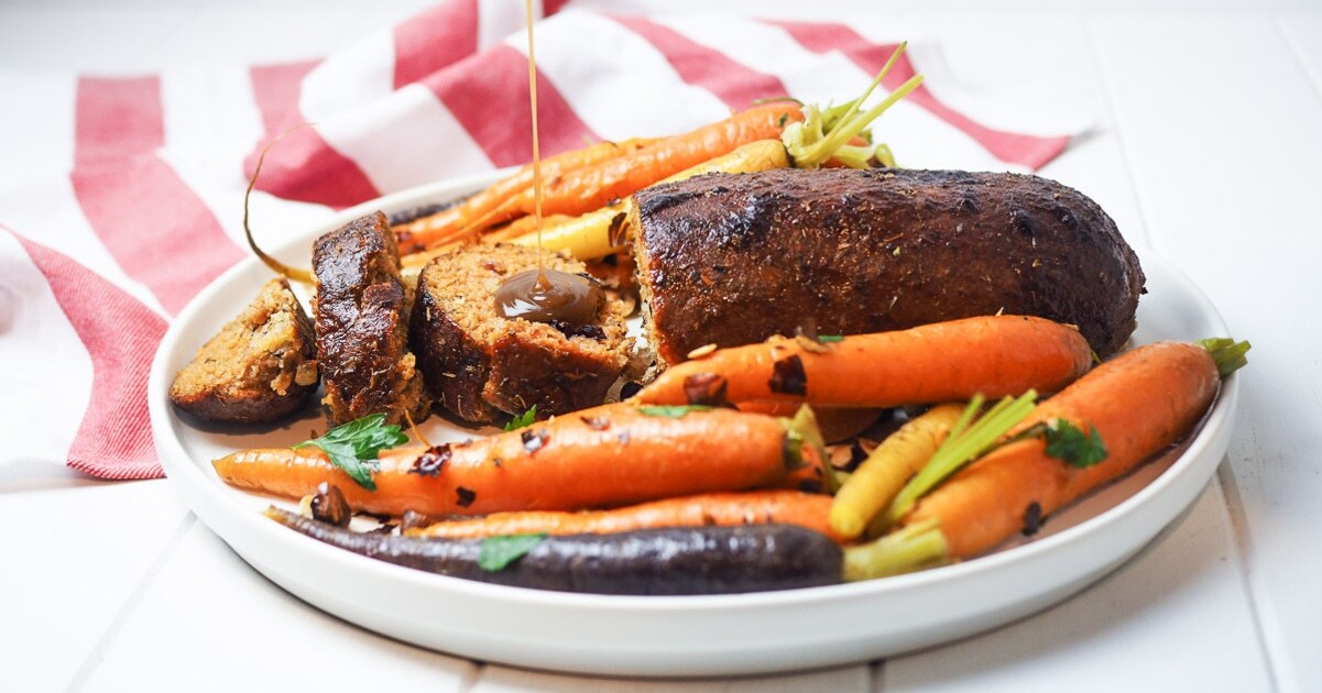 Vegan Holiday Roast With Hazelnut Cranberry Stuffing | VegNews