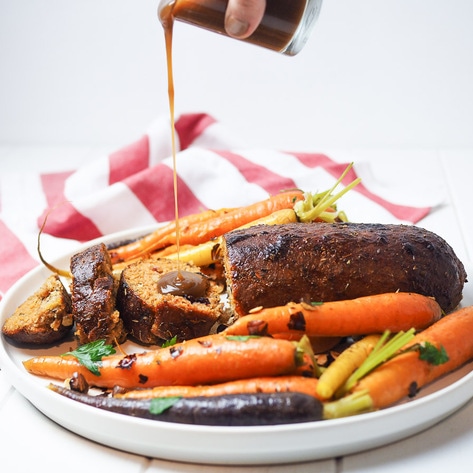 Vegan Holiday Roast with Hazelnut Cranberry Stuffing