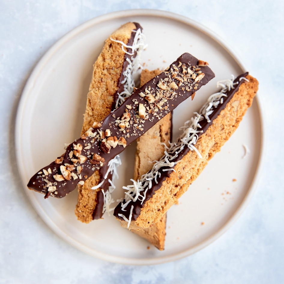 Crunchy Vegan Coconut Pecan Biscotti