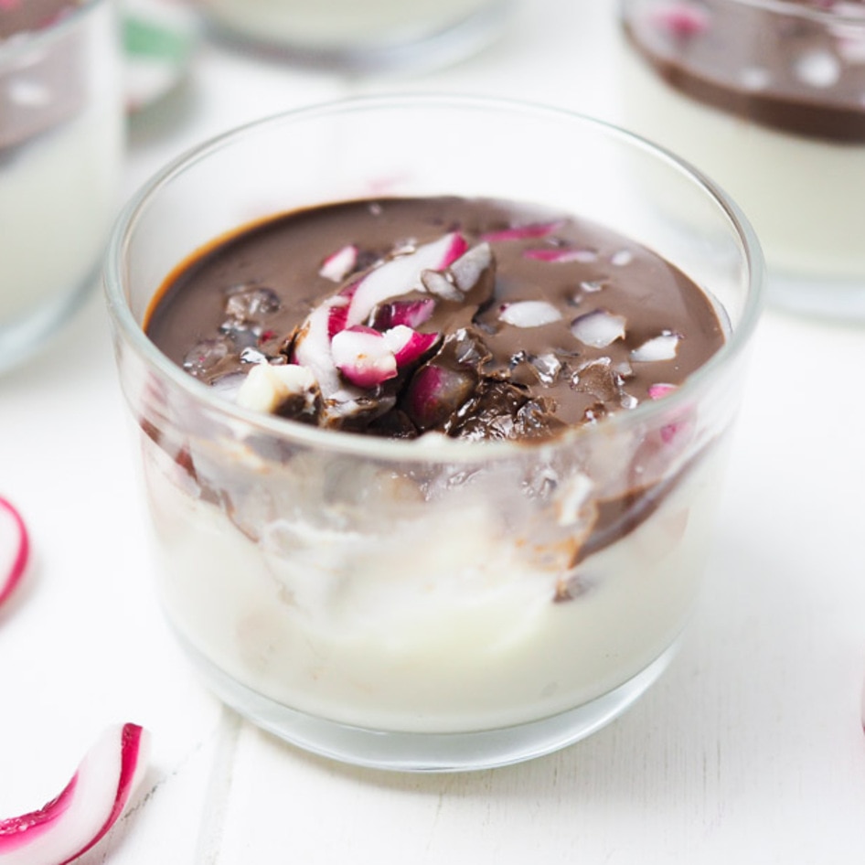 Vegan White Chocolate Peppermint Bark Pudding