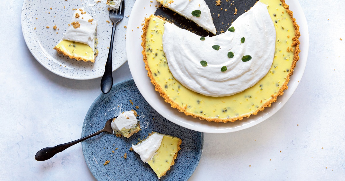 Luscious Passion Fruit Coconut Tart With Coconut Whipped Cream | VegNews