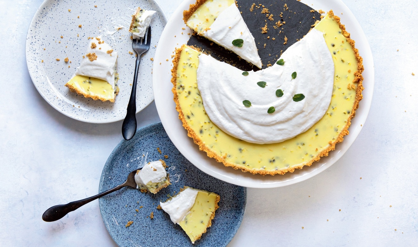 Luscious Passion Fruit Coconut Tart With Coconut Whipped Cream