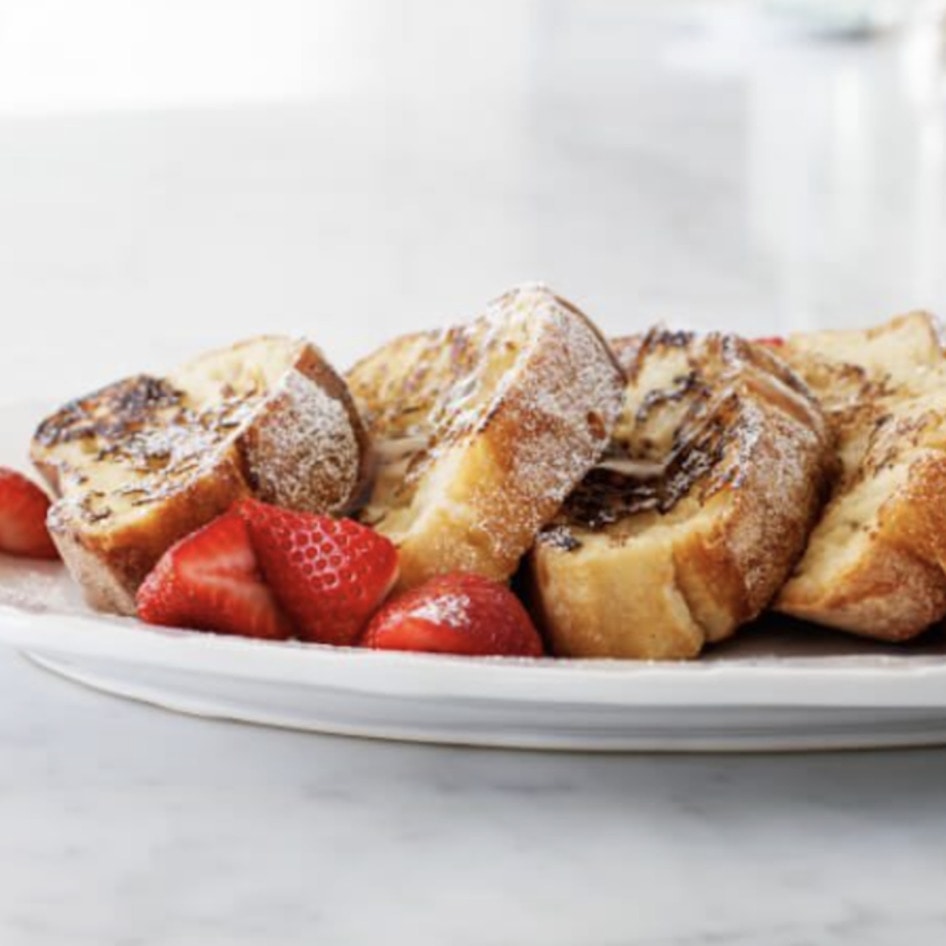 Vegan French Toast With Strawberry-Rhubarb Syrup