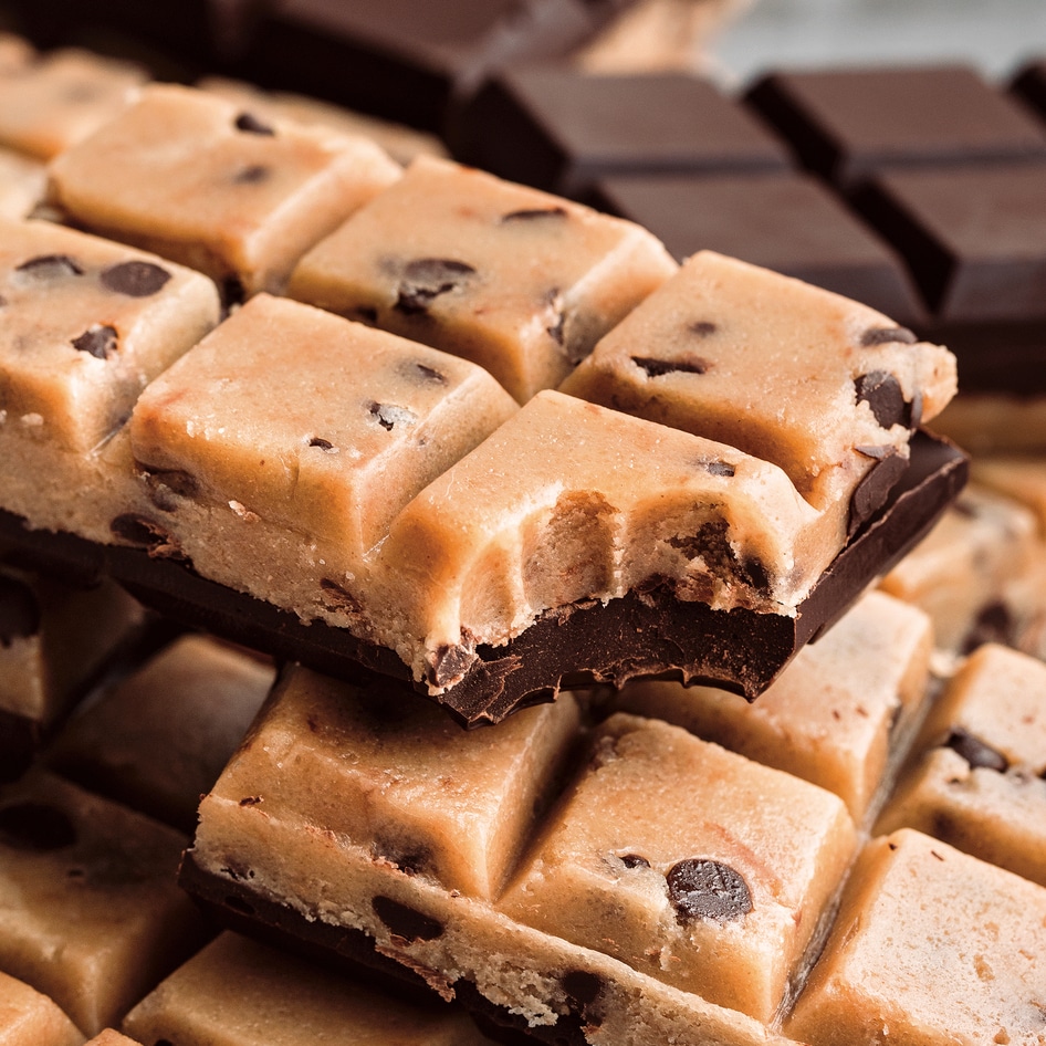 Chewy Vegan Cookie Dough-Topped Chocolate Bars