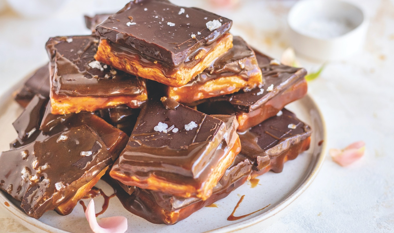 Vegan Shortbread Millionaire Bars 