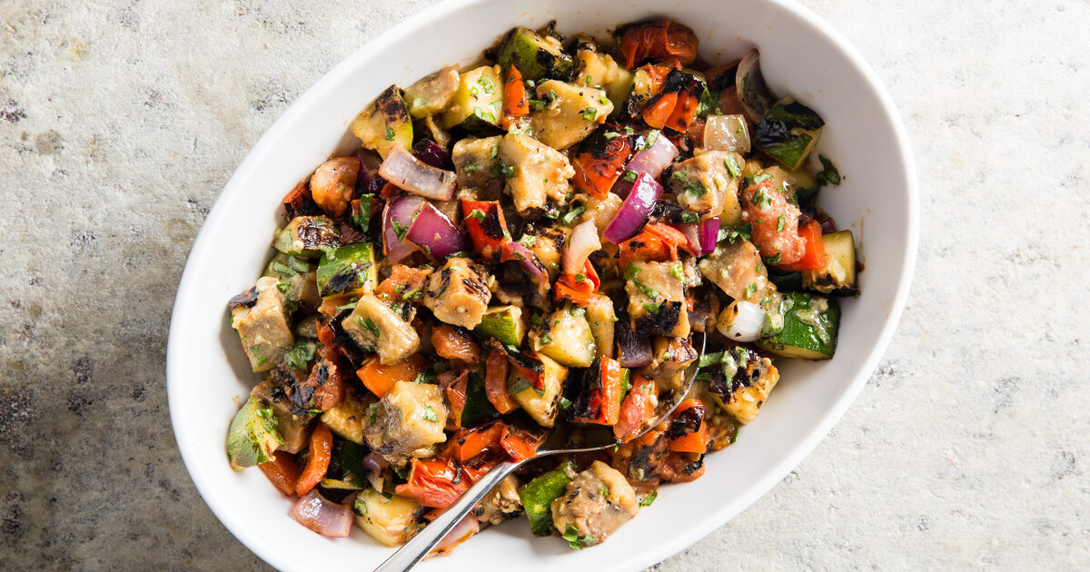 Grilled Eggplant and Zucchini Vegetable Salad | VegNews