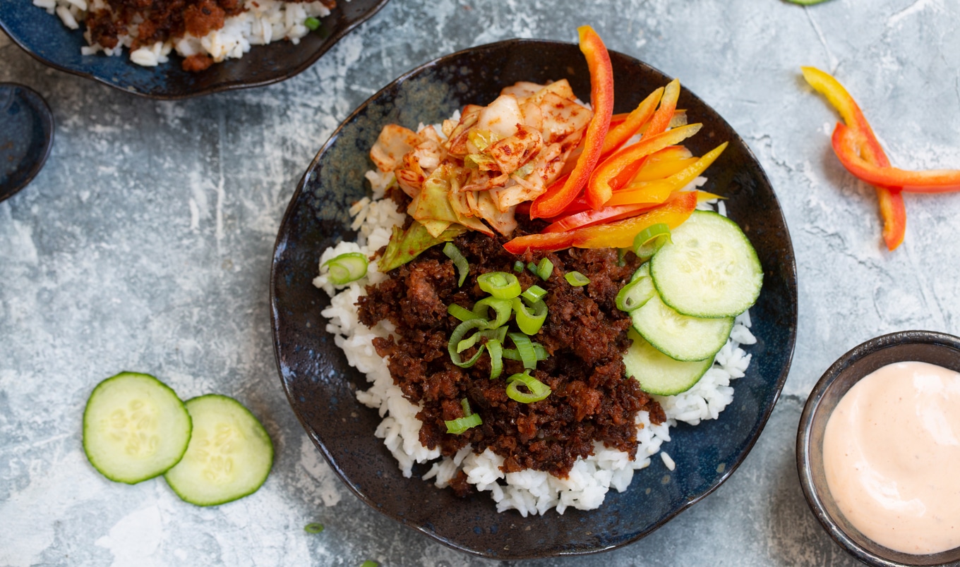 Vegan Korean BBQ Bowls With Kimchi 