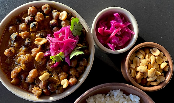 Vegan Afro-Peruvian Carapulcra (Spicy Chickpea Stew)