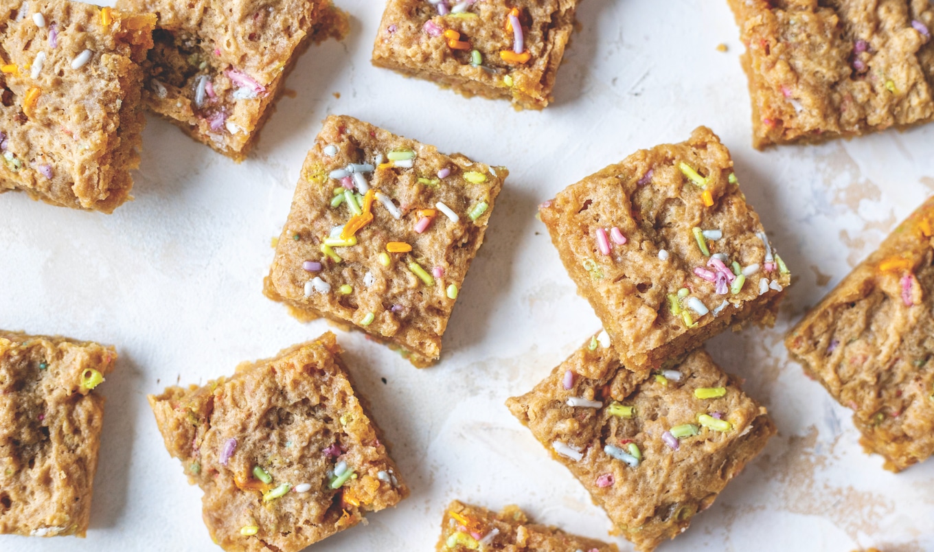 Chewy Vegan Vanilla Birthday Cake Bars