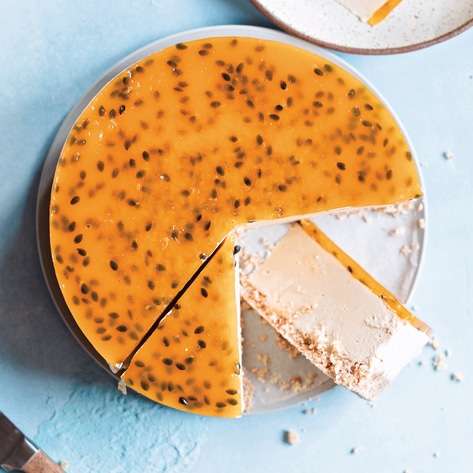 Vegan White Chocolate and Passionfruit Jelly Cheesecake