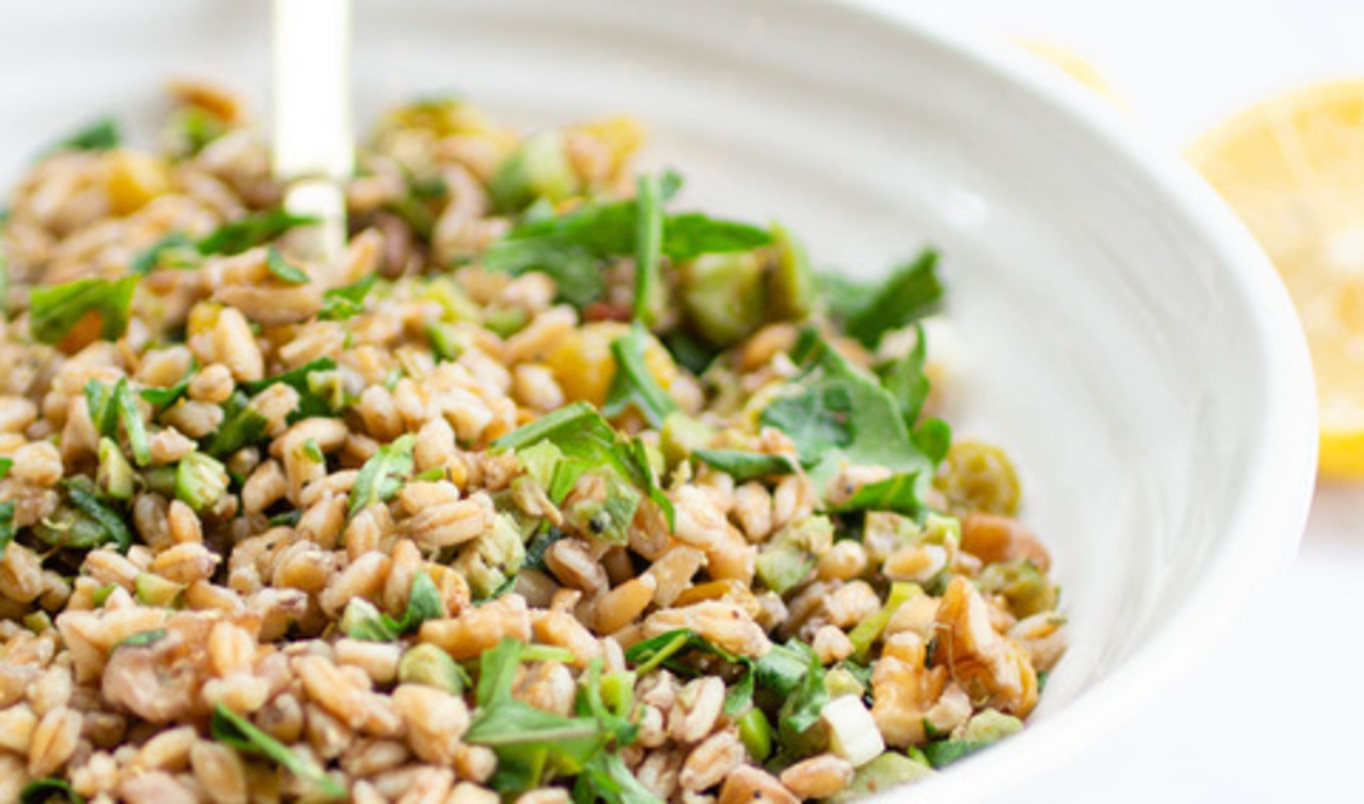Two-Step Farro Salad With Walnuts, Olives, and Fresh Herbs