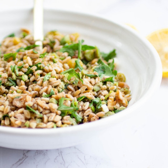 Two-Step Farro Salad With Walnuts, Olives, and Fresh Herbs
