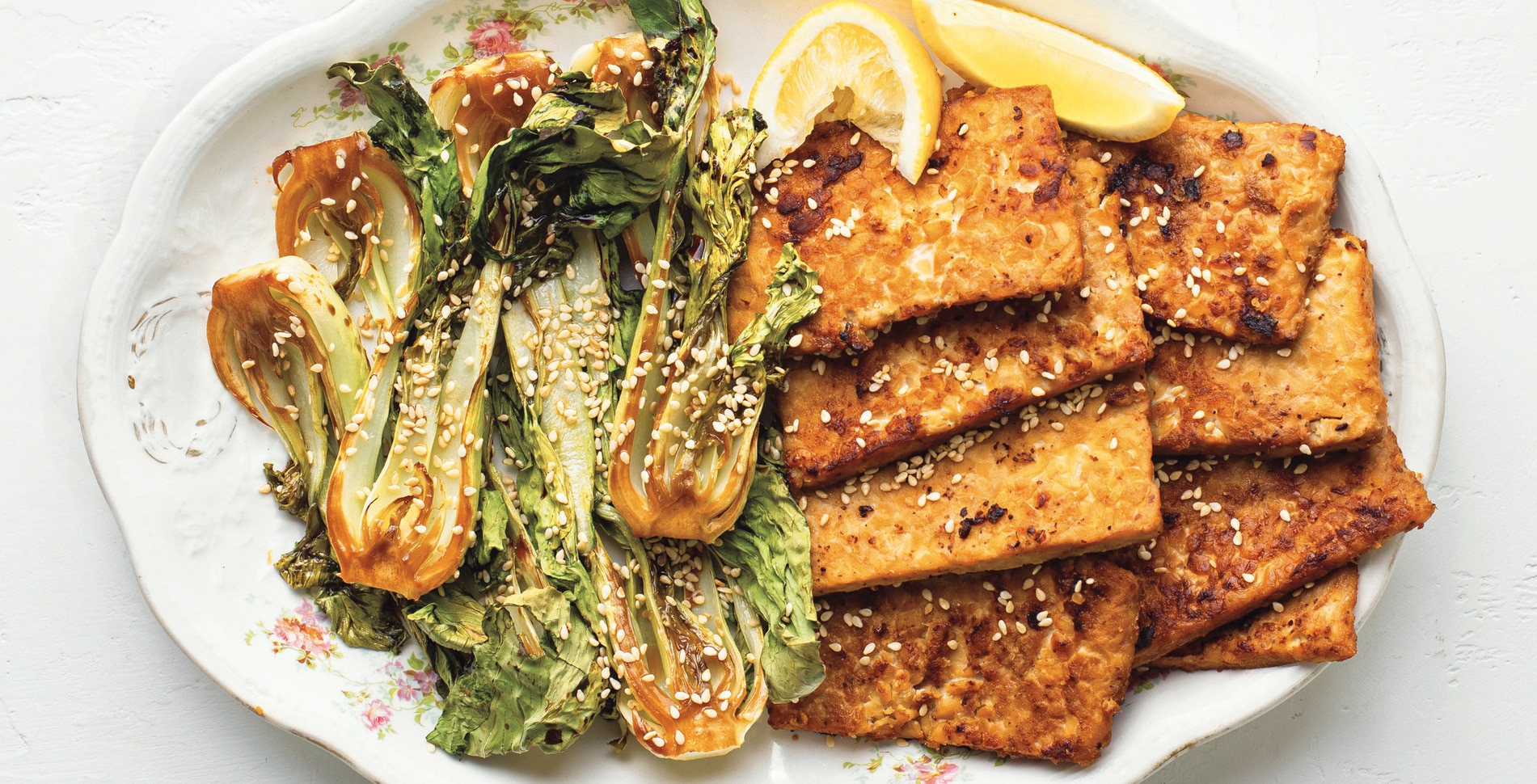 Miso-Mustard Tempeh With Roasted Baby Bok Choy
