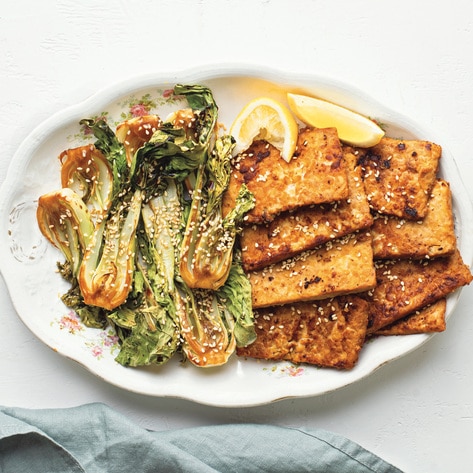 Miso-Mustard Tempeh With Roasted Baby Bok Choy