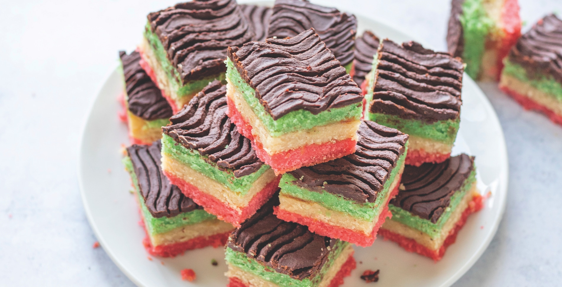Vegan Italian Rainbow Cookies With Chocolate Ganache