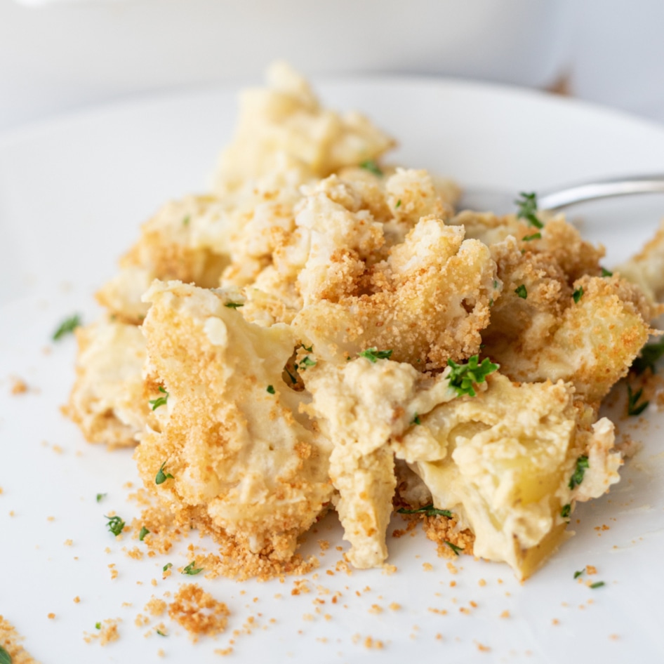 Vegan Cheesy Cauliflower Potato Casserole