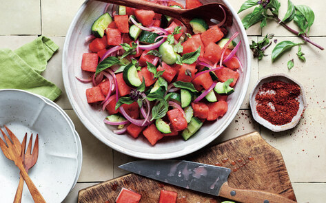 10-Minute Refreshing Vegan Watermelon &amp; Cucumber Salad