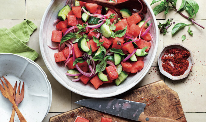 10-Minute Refreshing Vegan Watermelon & Cucumber Salad