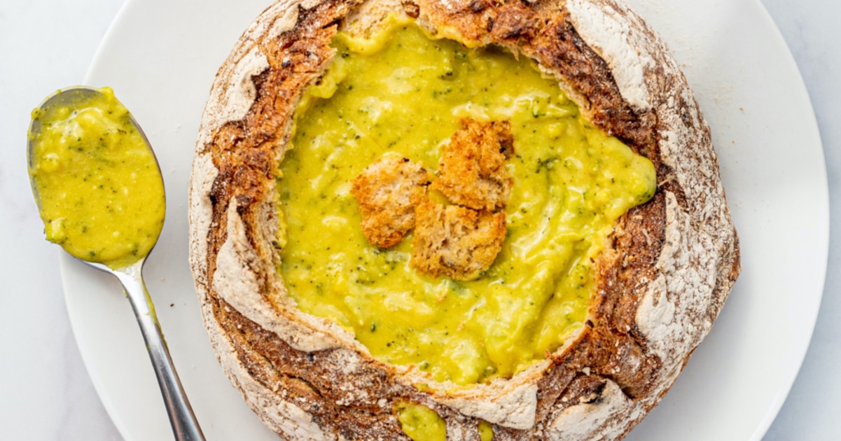 Vegan Copycat Panera Broccoli Cheddar Soup | VegNews