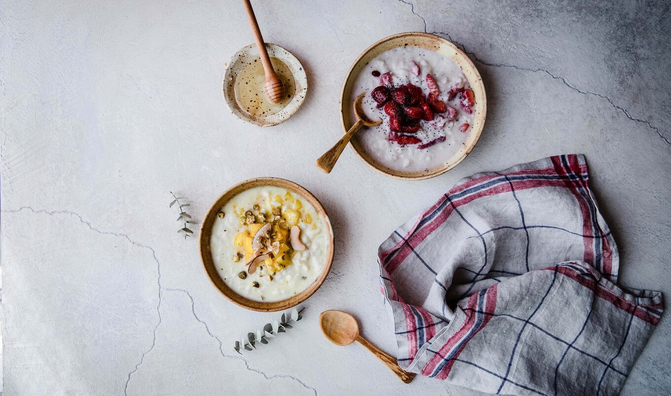 Vegan Pomegranate-Pineapple Breakfast Rice Pudding