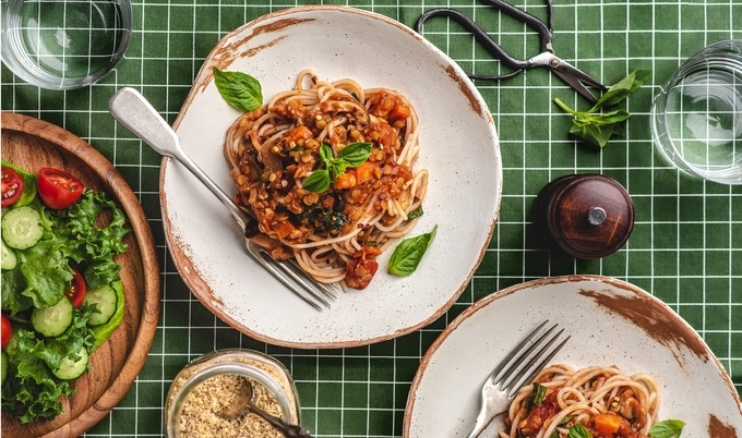 Vegan Red Lentil Marinara Spaghetti