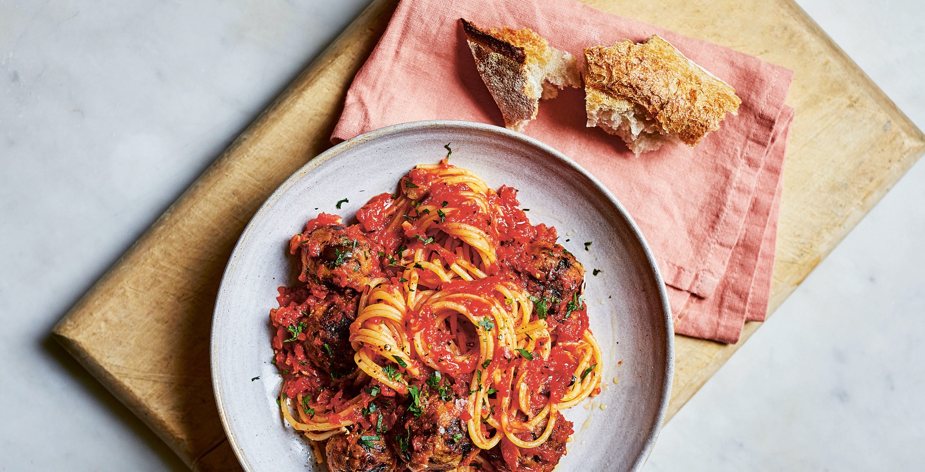 Six-Ingredient Eggplant Meatballs in Homemade Marinara