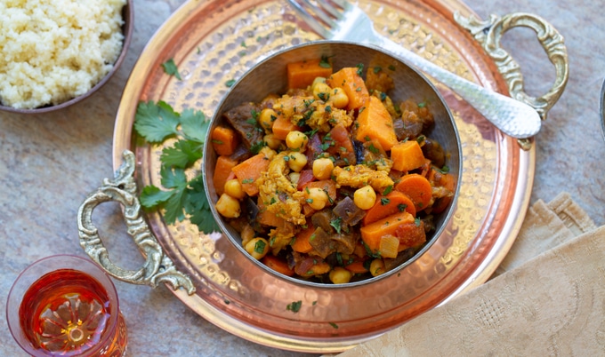 Vegan Moroccan-Style Chicken and Sweet Potato Stew