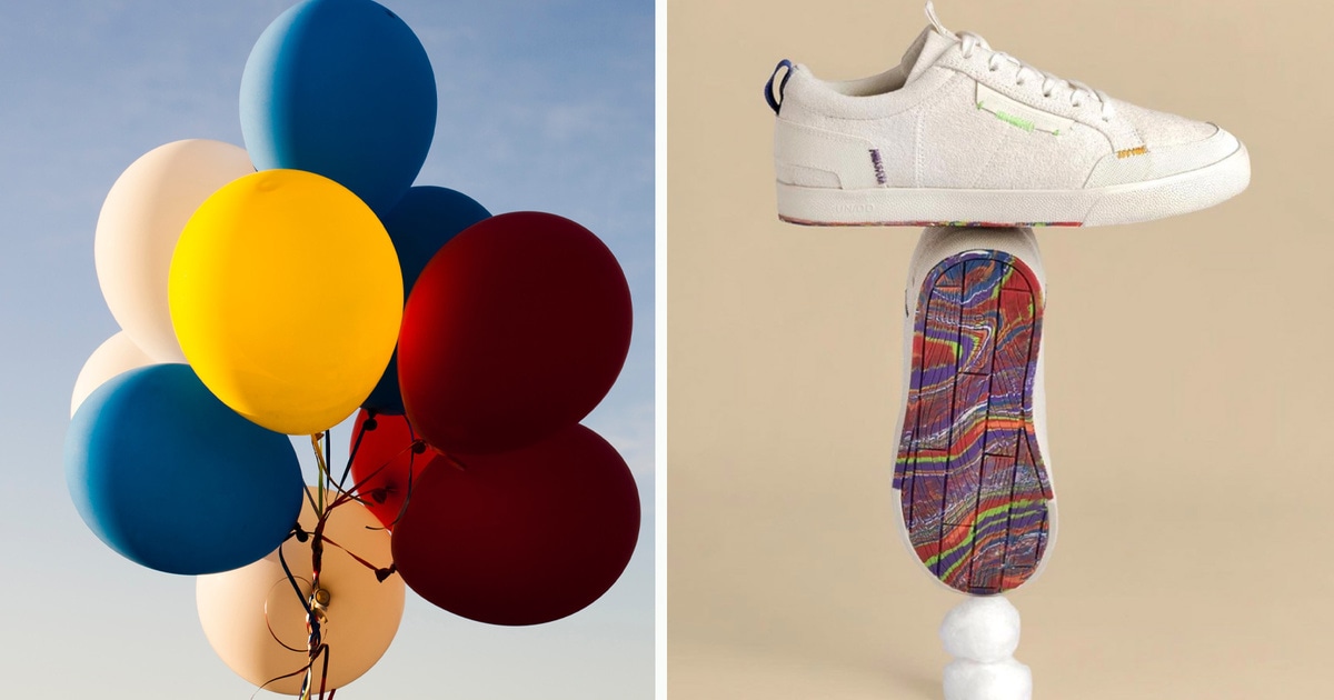 These New Vegan Shoes are Made From Recycled Birthday Party Balloons |  VegNews