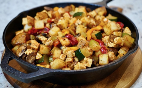 Smoky Vegan Tempeh, Mushroom &amp; Roasted Potato Breakfast Skillet