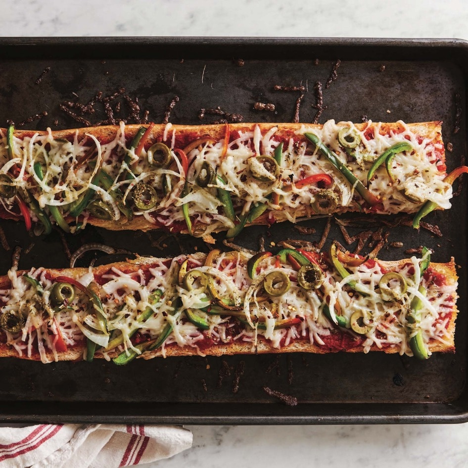 Easy, Cheesy Vegan French Bread Pizza