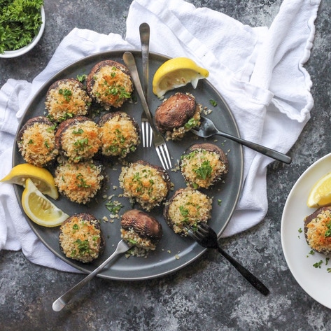 Vegan Crab & Cream Cheese-Stuffed Mushrooms